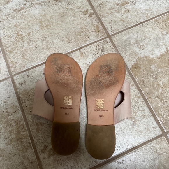 Free People Slip On Cream Leather Thumb Strap Summer Flat Sandals C918 - Picture 4 of 5